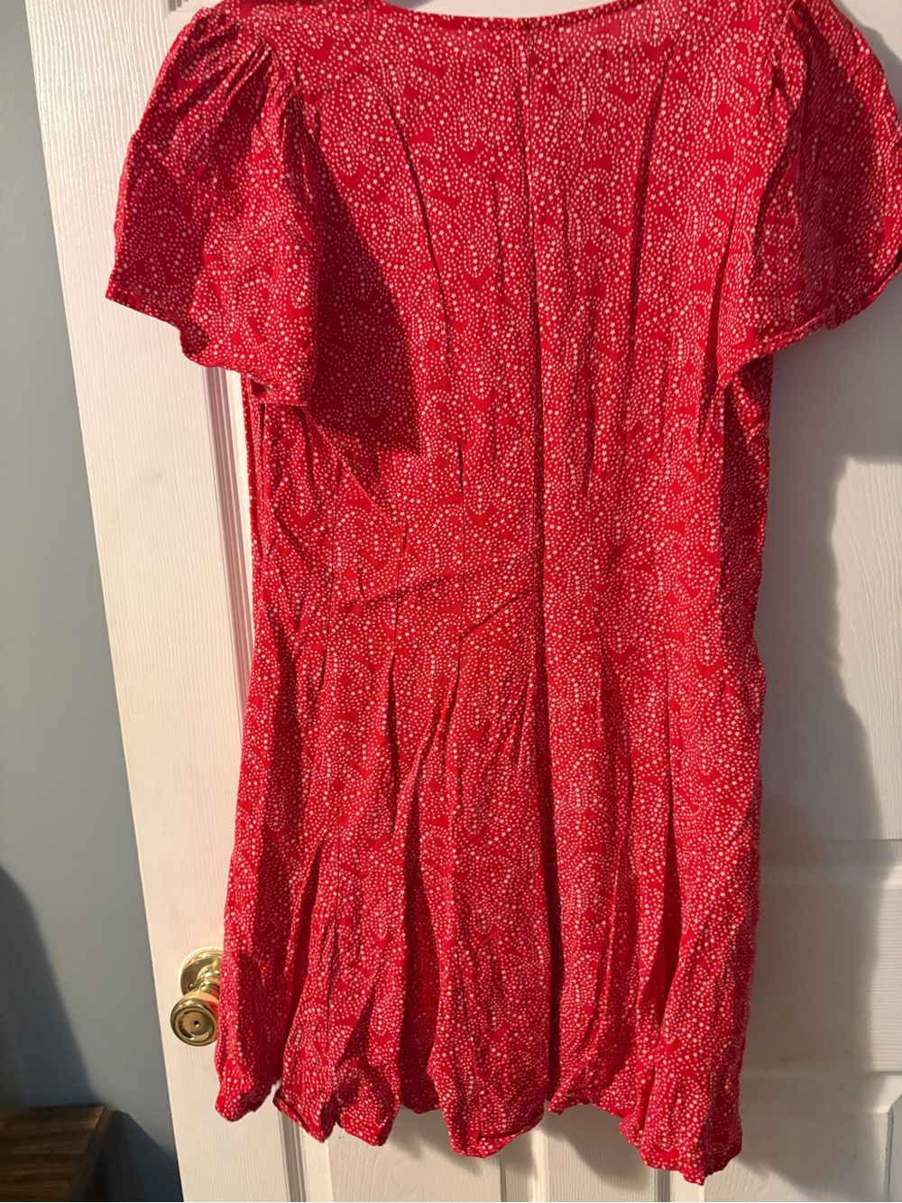 Universal Thread Red Short-Sleeve Button-Front Tunic with White Star Pattern - Picture 6 of 6